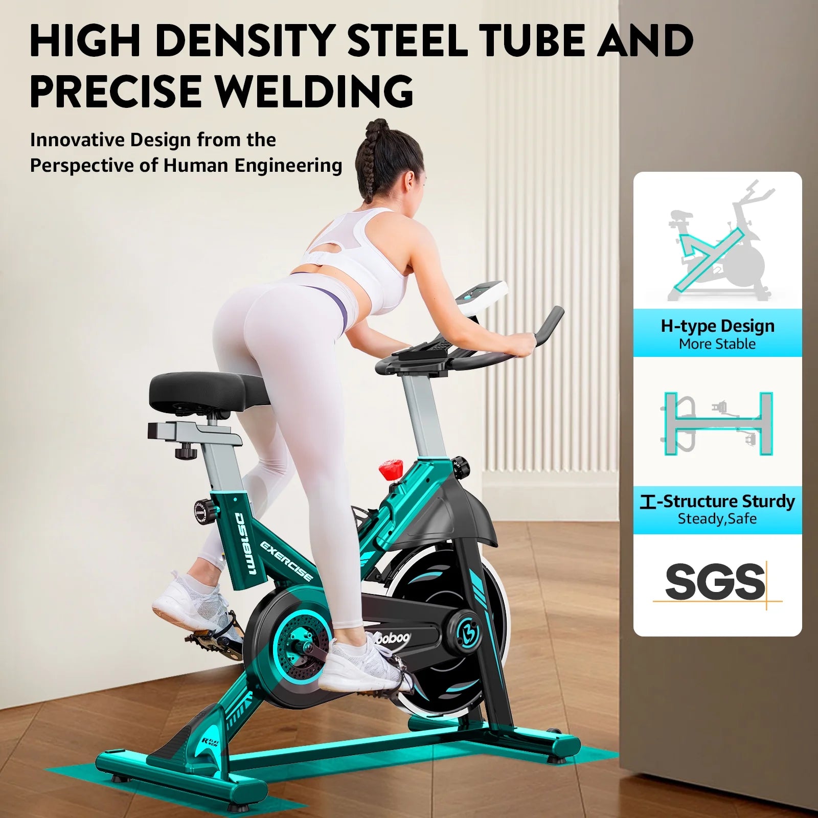 Magnetic Indoor Cycling Bike Stationary Exercise Bikes Home Cardio Workout Bicycle Machine 350Lb Flywheel Weight 40Lbs