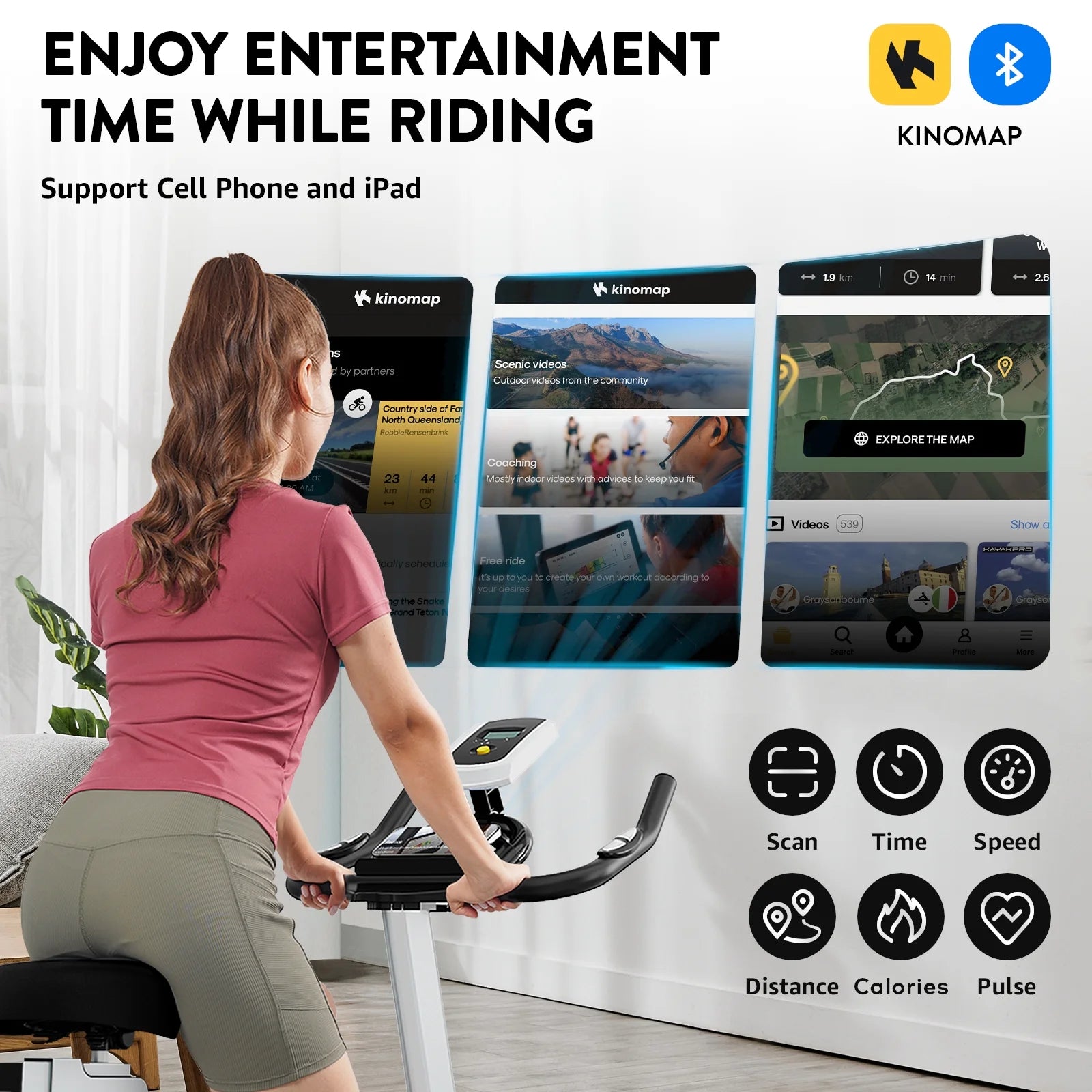 Magnetic Indoor Cycling Bike Stationary Exercise Bikes Home Cardio Workout Bicycle Machine 350Lb Flywheel Weight 40Lbs