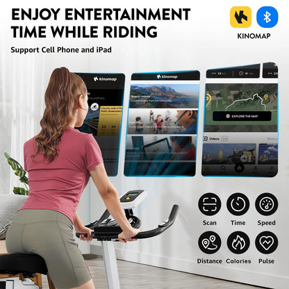 Magnetic Indoor Cycling Bike Stationary Exercise Bikes Home Cardio Workout Bicycle Machine 350Lb Flywheel Weight 40Lbs