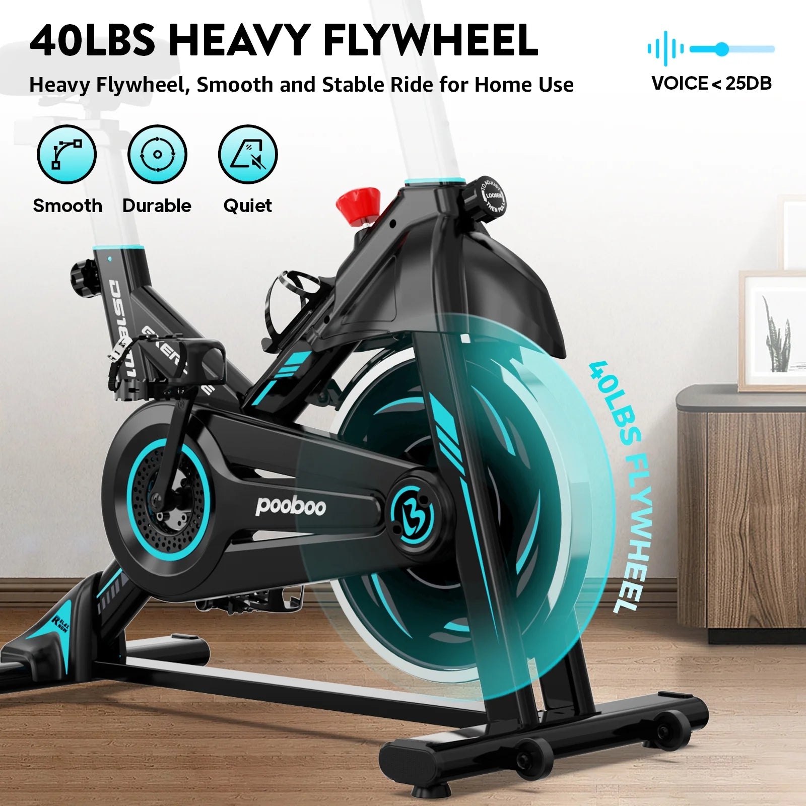 Magnetic Indoor Cycling Bike Stationary Exercise Bikes Home Cardio Workout Bicycle Machine 350Lb Flywheel Weight 40Lbs