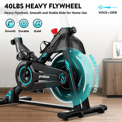 Magnetic Indoor Cycling Bike Stationary Exercise Bikes Home Cardio Workout Bicycle Machine 350Lb Flywheel Weight 40Lbs