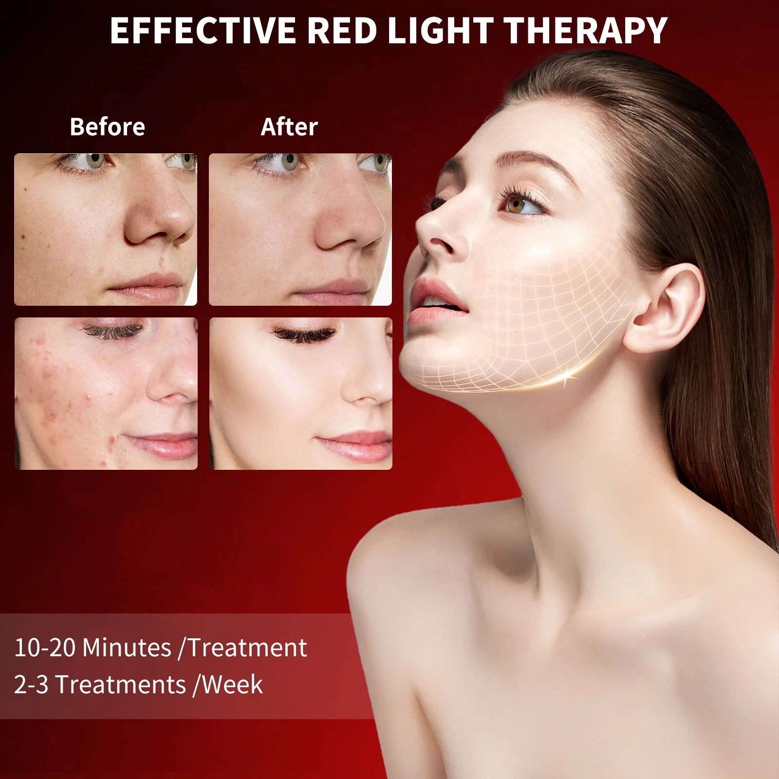 7-In-1 LED Photon Therapy Facial Mask - Red Light Therapy for Face, Neck, and Bodycare at Home