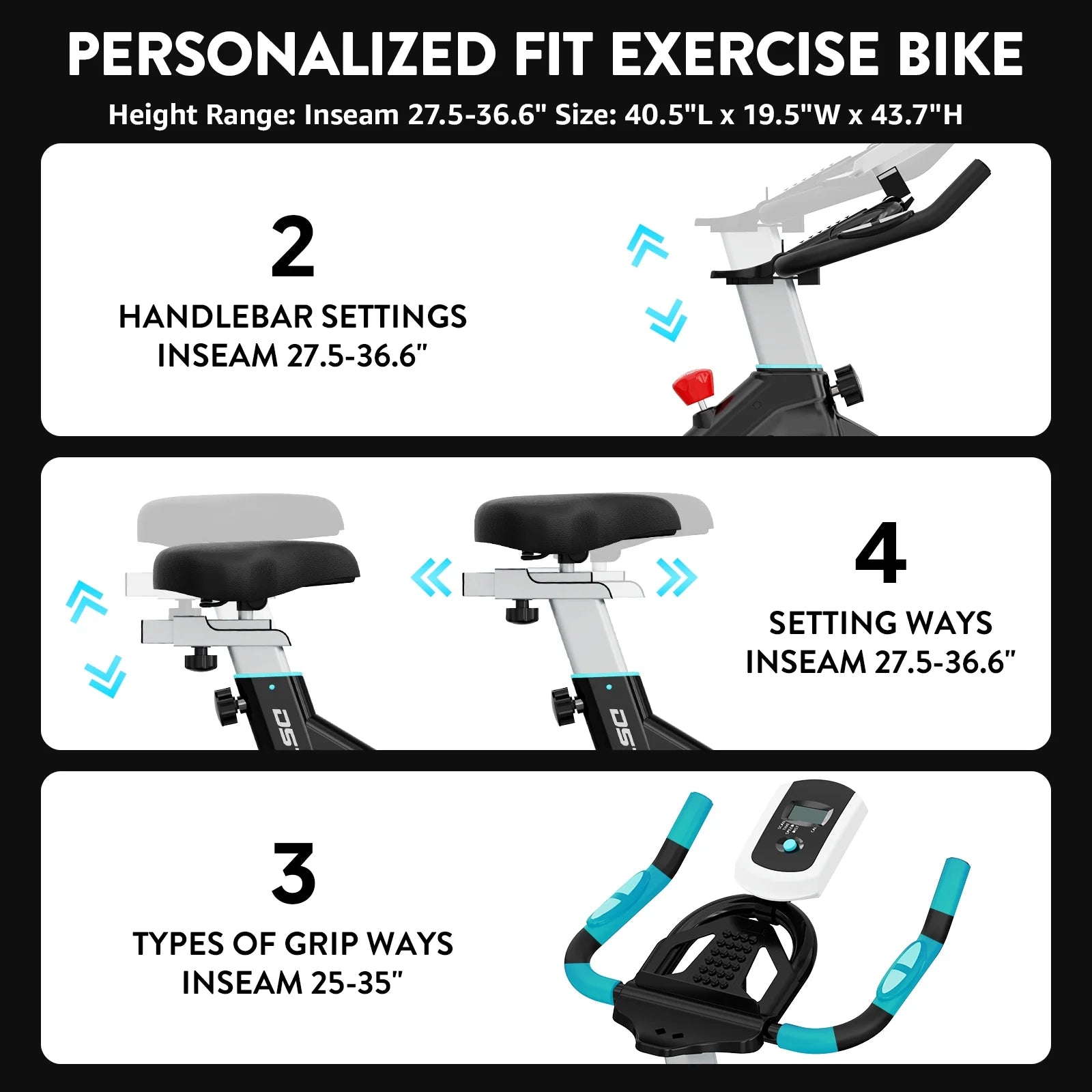 Magnetic Indoor Cycling Bike Stationary Exercise Bikes Home Cardio Workout Bicycle Machine 350Lb Flywheel Weight 40Lbs