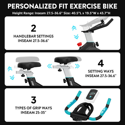 Magnetic Indoor Cycling Bike Stationary Exercise Bikes Home Cardio Workout Bicycle Machine 350Lb Flywheel Weight 40Lbs